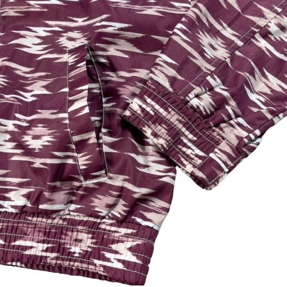 Empyre from Zumiez size large maroon & white Aztec design wind jacket with hood - Picture 5 of 10